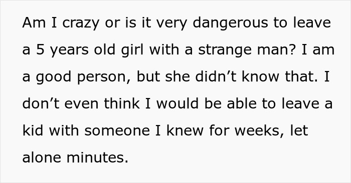 Text discussing concerns about a woman abandoning her child with a stranger roommate she barely knows.