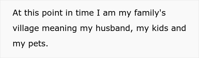 Text on a white background discussing family roles and relationships, focusing on kids and pets.