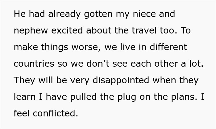 Man reflects on backing out of life-changing trip after cancer battle due to brother&rsquo;s picky kids invited to join.