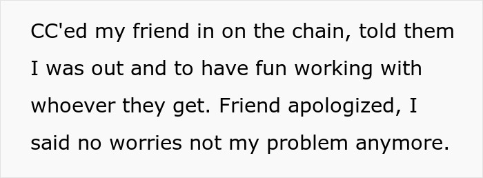 Text snippet showing a person explaining how a finger-snapping Karen treats an engineer like a servant, causing regret when he quits.