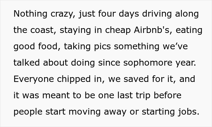 Text excerpt discussing a graduate’s refusal to cancel trip for sister’s babysitting emergency sparking family drama. Text excerpt discussing a graduate’s refusal to cancel trip for sister’s babysitting emergency sparking family drama.