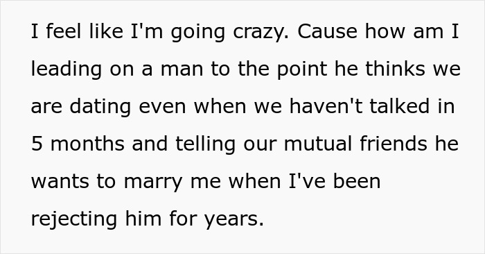 Text about a man creating a fake relationship with a woman who rejected him, causing people to think she cheated.