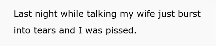 Text message conversation screenshot showing a person expressing frustration after their wife burst into tears last night. Text message conversation screenshot showing a person expressing frustration after their wife burst into tears last night.