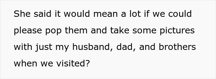 Text excerpt about a pregnancy announcement request amid concerns over a gender reveal party conflict.