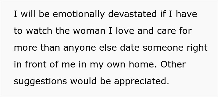 Text expressing emotional devastation about an ex-fiance's Valentine Day visit to the apartment.