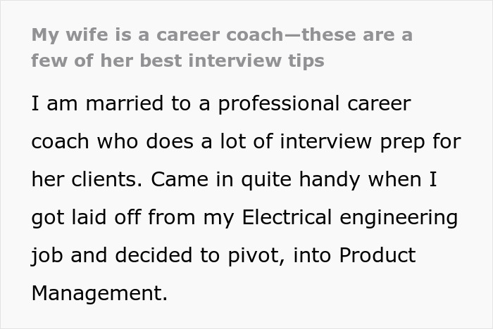 Text excerpt from a professional career coach sharing detailed tips on interview prep to help clients land dream jobs.