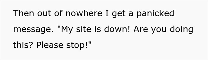 Text message on screen showing a panicked client suspecting hacking after a freelancer tricks her into payment.