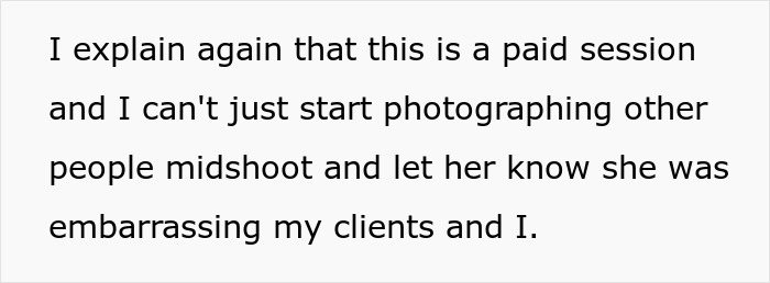 Photographer explains paid session policy while confronting entitled mom interrupting couple&rsquo;s photoshoot for free pics of kids.