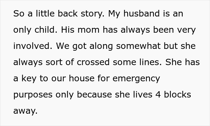 Text describing a mother-in-law crossing boundaries by stealing a baby in the middle of the night as a claimed gift. Text describing a mother-in-law crossing boundaries by stealing a baby in the middle of the night as a claimed gift.