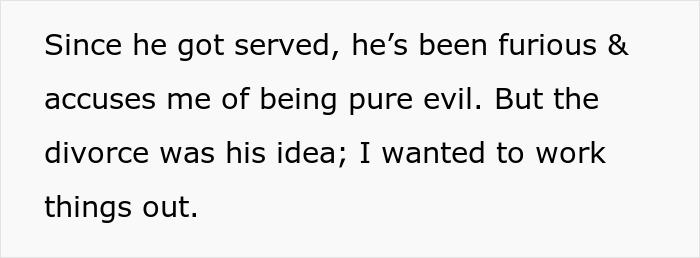 Text excerpt about post-partum divorce conflict with accusations and custody disputes after serving papers. Text excerpt about post-partum divorce conflict with accusations and custody disputes after serving papers.