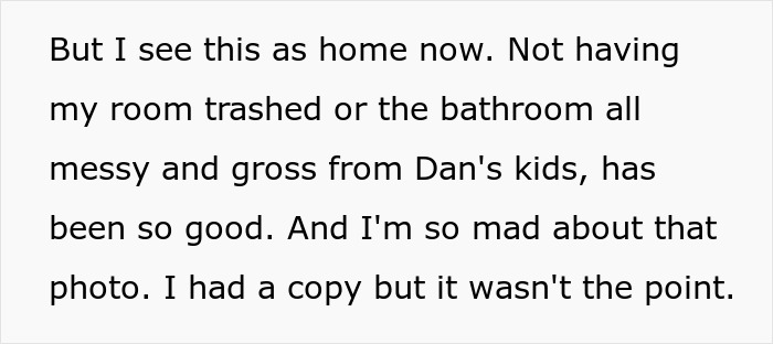 Text excerpt about teen&rsquo;s room being trashed and clothes damaged by mom&rsquo;s new boyfriend&rsquo;s kids causing teen to move out.