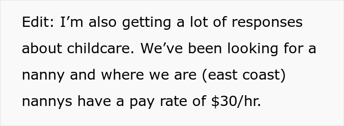 Text discussing childcare challenges and nanny pay rates on the east coast related to dad wondering if he&rsquo;s a jerk.