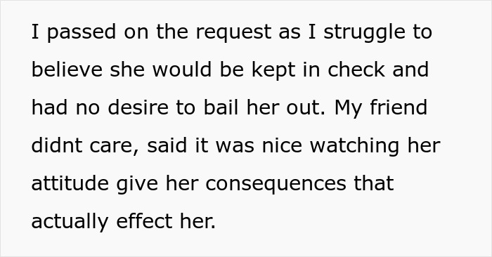 Text excerpt showing a finger-snapping Karen treating an engineer like a servant with consequences affecting her attitude.