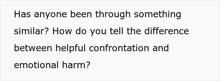 Text asking how to tell the difference between helpful confrontation and emotional harm in relationship struggles.
