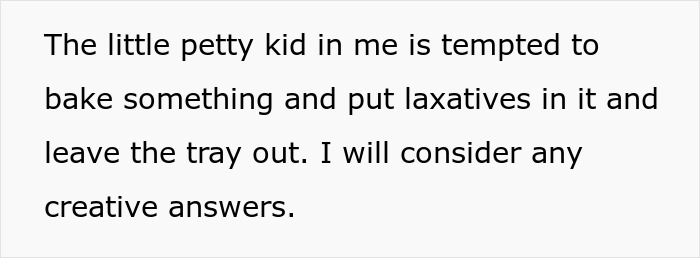 Text about a middle-aged woman with a shopping habit stealing roommate&rsquo;s food, causing frustration and conflict.