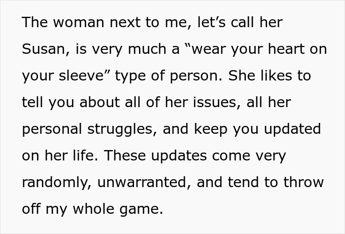 Text describing a coworker full of tears and drama at the office, while another seeks a peaceful 9-to-5 workday.