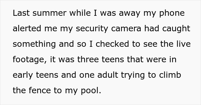 Security camera footage shows teens and an adult trying to climb the fence to use the pool without consent.