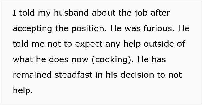 Text excerpt about husband refusing to help with child or household tasks, related to leaving husband. Text excerpt about husband refusing to help with child or household tasks, related to leaving husband.