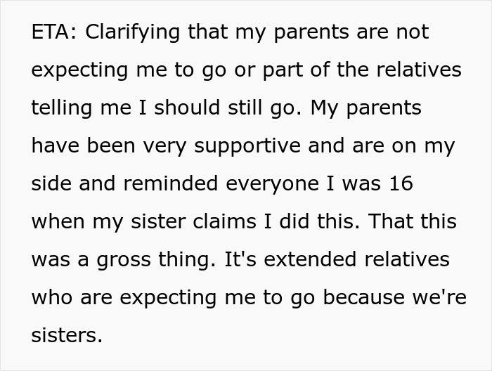 Text conversation screenshot explaining family dynamics after woman storms out of sister’s engagement dinner accused of stealing ex-fiancé. Text conversation screenshot explaining family dynamics after woman storms out of sister’s engagement dinner accused of stealing ex-fiancé.
