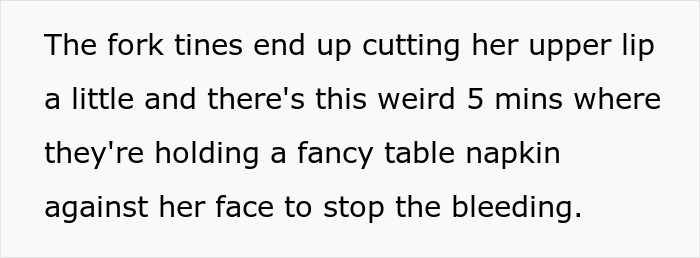 Bride holding a napkin to her lip after groom smashes cake and accidentally hurts her with a fork during wedding celebration Bride holding a napkin to her lip after groom smashes cake and accidentally hurts her with a fork during wedding celebration