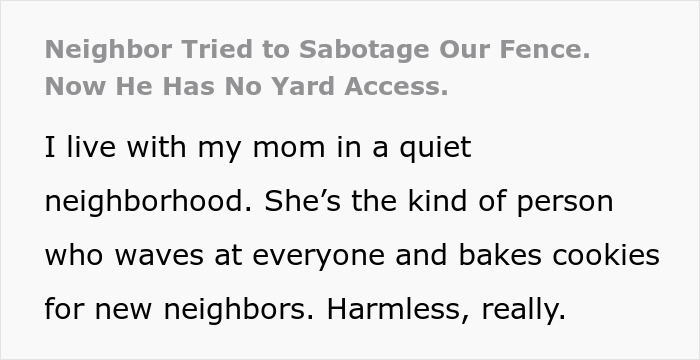 Neighbor attempts to sabotage fence but plan backfires, leaving the fence still standing and yard access blocked.