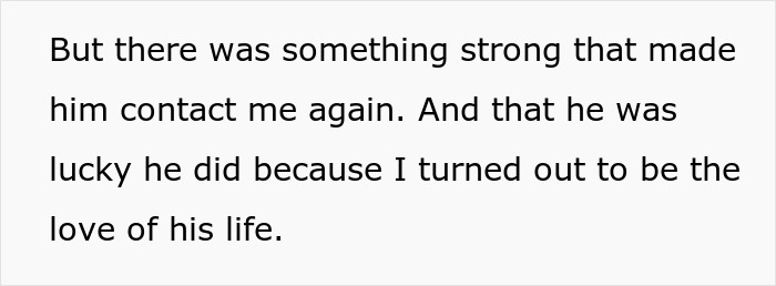 Text excerpt showing a man reflecting on contacting his wife again despite initially finding her repulsive on their first date.