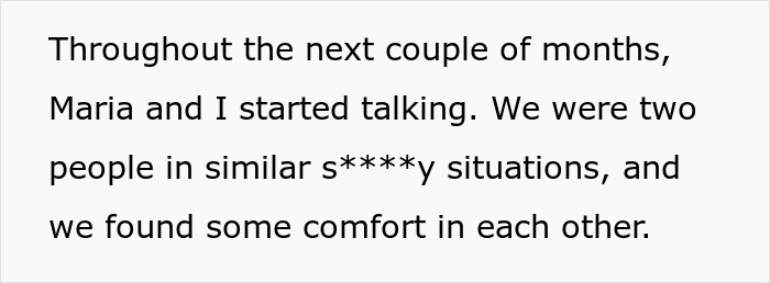 Text excerpt discussing two people in difficult situations finding comfort in each other, related to homewrecker bro conflict.