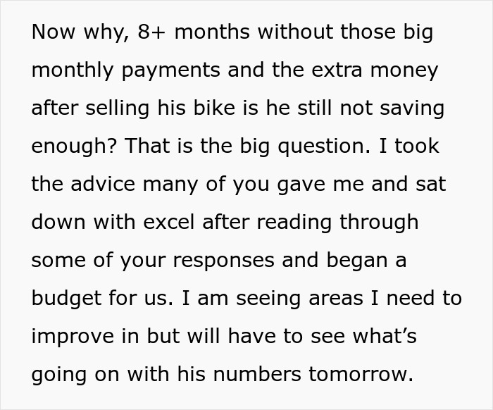Woman seeks advice on talking sense into husband to prevent irresponsible manly purchase and improve their budgeting.