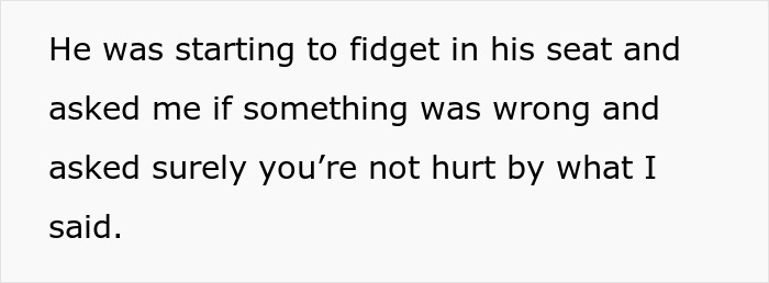 Text on a plain background showing a man admitting he found his wife repulsive on their first date and is confused why she&rsquo;s hurt.