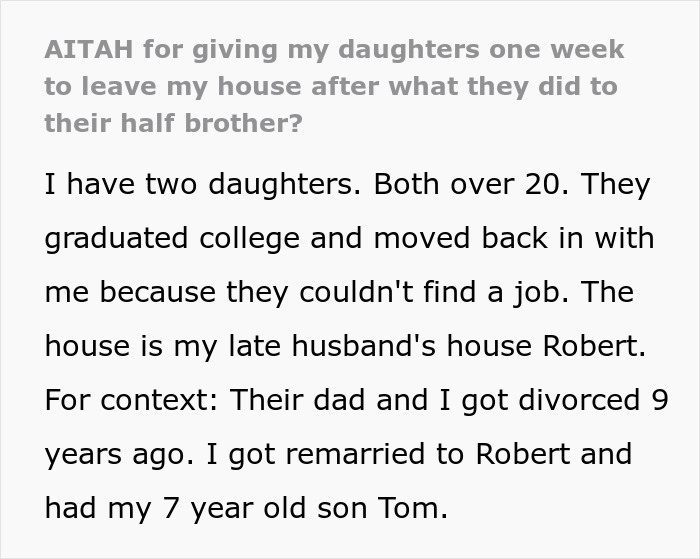 Alt text: Mom blows up at daughters calling them pathetic over treatment of half-brother in family conflict situation