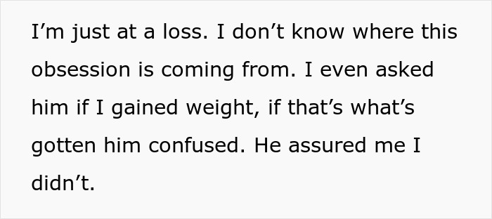 Text excerpt showing a person expressing confusion over a husband's pregnancy assumptions leading to a heartbreaking cancer diagnosis.