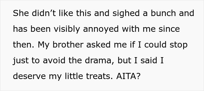Text excerpt discussing a mom telling her SIL that eating ice cream every night complicates parenting and conflict ensues. Text excerpt discussing a mom telling her SIL that eating ice cream every night complicates parenting and conflict ensues.
