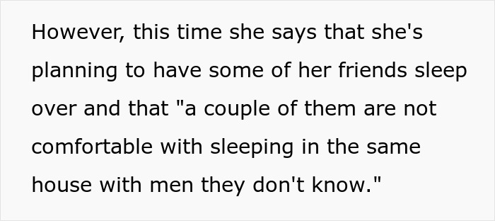 Text discussing a student asked to leave the house during roommate&rsquo;s party over guests&rsquo; comfort with unknown men.