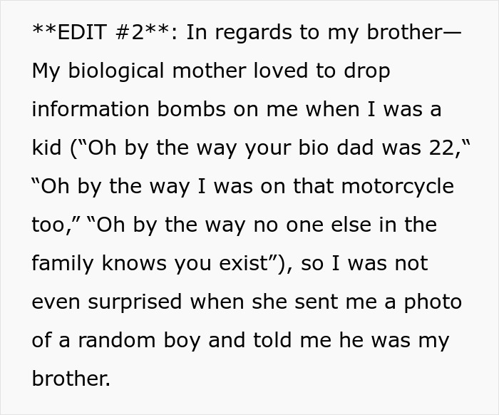 Text excerpt discussing family secrets and trauma, highlighting emotional impact and unexpected revelations about a brother.