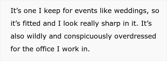 Employee in full suit at office to spite berating boss, leading to boss demotion in workplace conflict.
