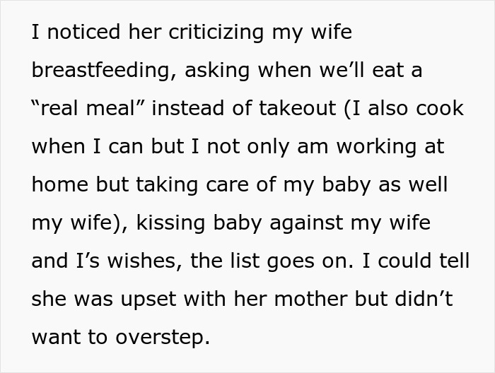 MIL annoyed new mom by criticizing breastfeeding and baby care, leading to a late-night conflict and MIL ending up on the street. MIL annoyed new mom by criticizing breastfeeding and baby care, leading to a late-night conflict and MIL ending up on the street.