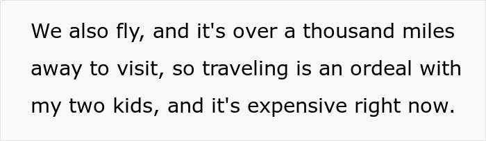 Text excerpt discussing travel difficulties involving kids, highlighting the context of mooching and unfair beach vacation requests. Text excerpt discussing travel difficulties involving kids, highlighting the context of mooching and unfair beach vacation requests.