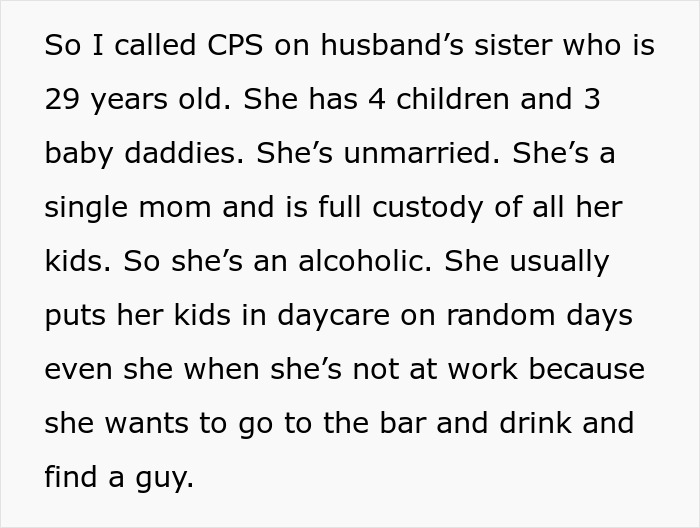 Text excerpt about woman served with divorce papers 6 months after giving birth while caring for sister-in-law&rsquo;s kids.