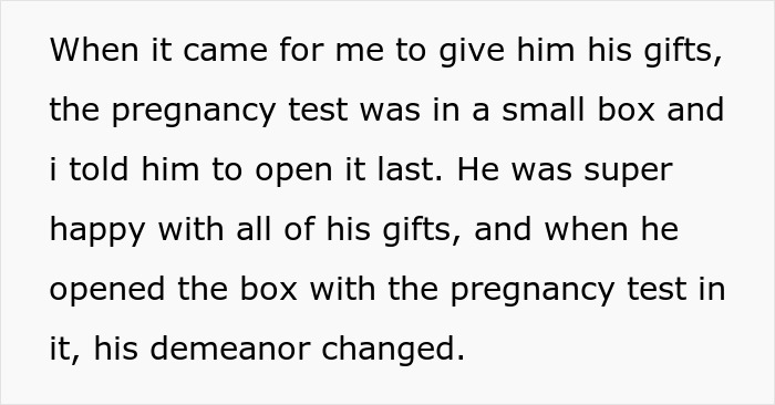Woman surprises husband with pregnancy test as birthday gift, capturing his shocked and changed reaction. Woman surprises husband with pregnancy test as birthday gift, capturing his shocked and changed reaction.