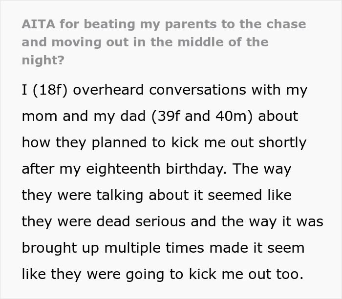 Parents Plan To Kick Out Their Teen After Her 18th Birthday, Freak Out When She Leaves By Herself Parents Plan To Kick Out Their Teen After Her 18th Birthday, Freak Out When She Leaves By Herself