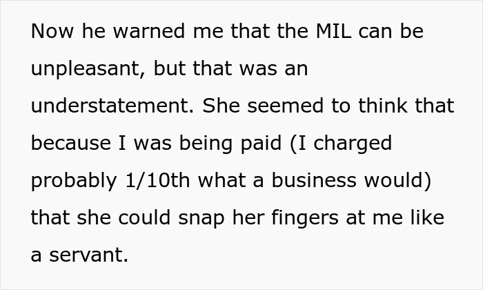 Text excerpt about finger-snapping Karen treating engineer like a servant and his experience with the unpleasant interaction.