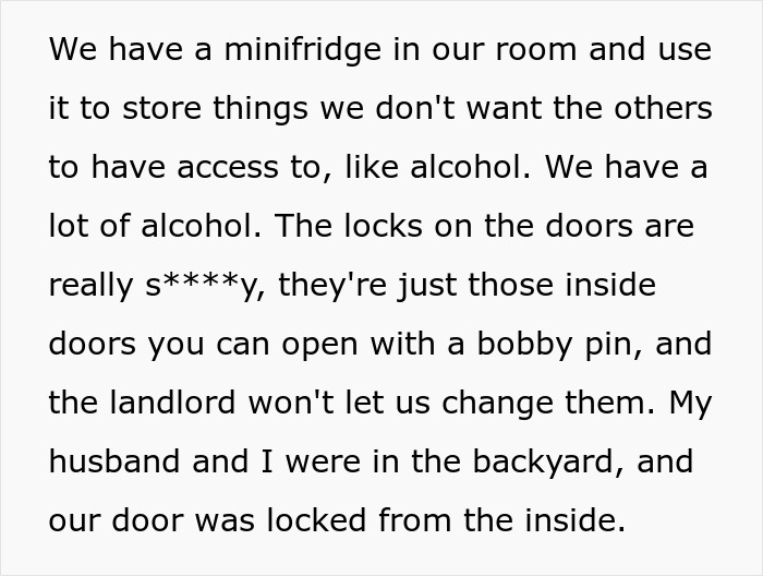 Roommate blamed for tempting a teen who sneaks into their room and steals alcohol from a shared minifridge. Roommate blamed for tempting a teen who sneaks into their room and steals alcohol from a shared minifridge.
