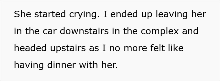 Text excerpt describing a man leaving his wife crying in the car after a date, unsure how to make her feel his emotions.