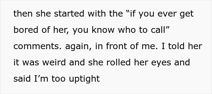 Woman making inappropriate below-the-belt comments about sister&rsquo;s fianc&eacute;, causing tension before the wedding.