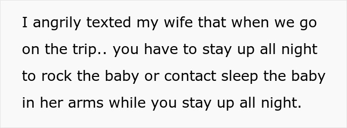 Text showing a dad wondering if he&rsquo;s a jerk for not wanting to join his wife&rsquo;s work trip with the kids.
