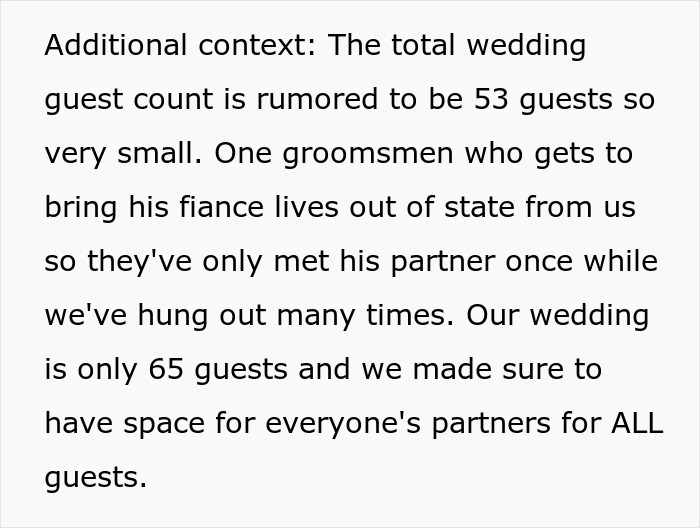 Woman confronts fianc&eacute; about attending friend's wedding without her, highlighting relationship and wedding guest issues.