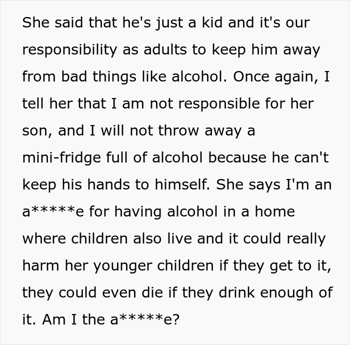 Alt text: Person defending against blame for alcohol theft after roommate’s teen sneaks into their room and steals alcohol Alt text: Person defending against blame for alcohol theft after roommate’s teen sneaks into their room and steals alcohol