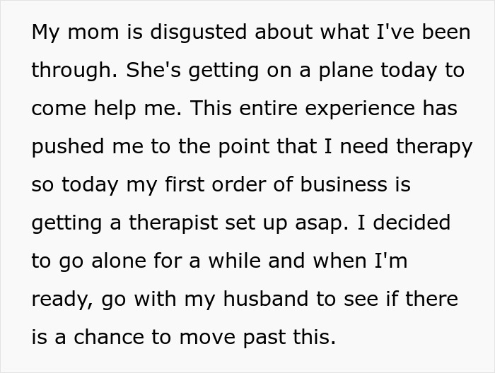 Text discussing a mom’s distress and need for therapy after a mother-in-law steals baby as a supposed gift. Text discussing a mom’s distress and need for therapy after a mother-in-law steals baby as a supposed gift.