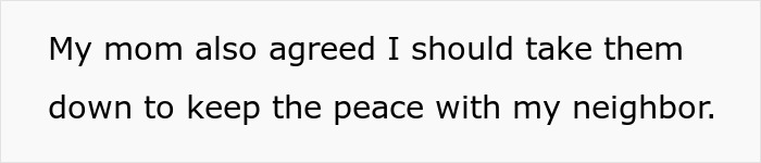 Text on white background stating agreement to take down pink flamingos to keep peace with neighbor.