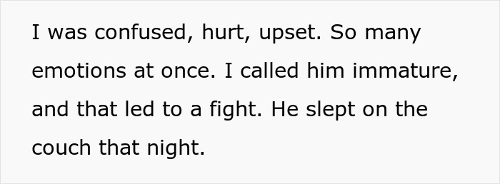 Text expressing confusion and hurt after a fight about a pregnancy test surprise from wife on husband's birthday. Text expressing confusion and hurt after a fight about a pregnancy test surprise from wife on husband's birthday.